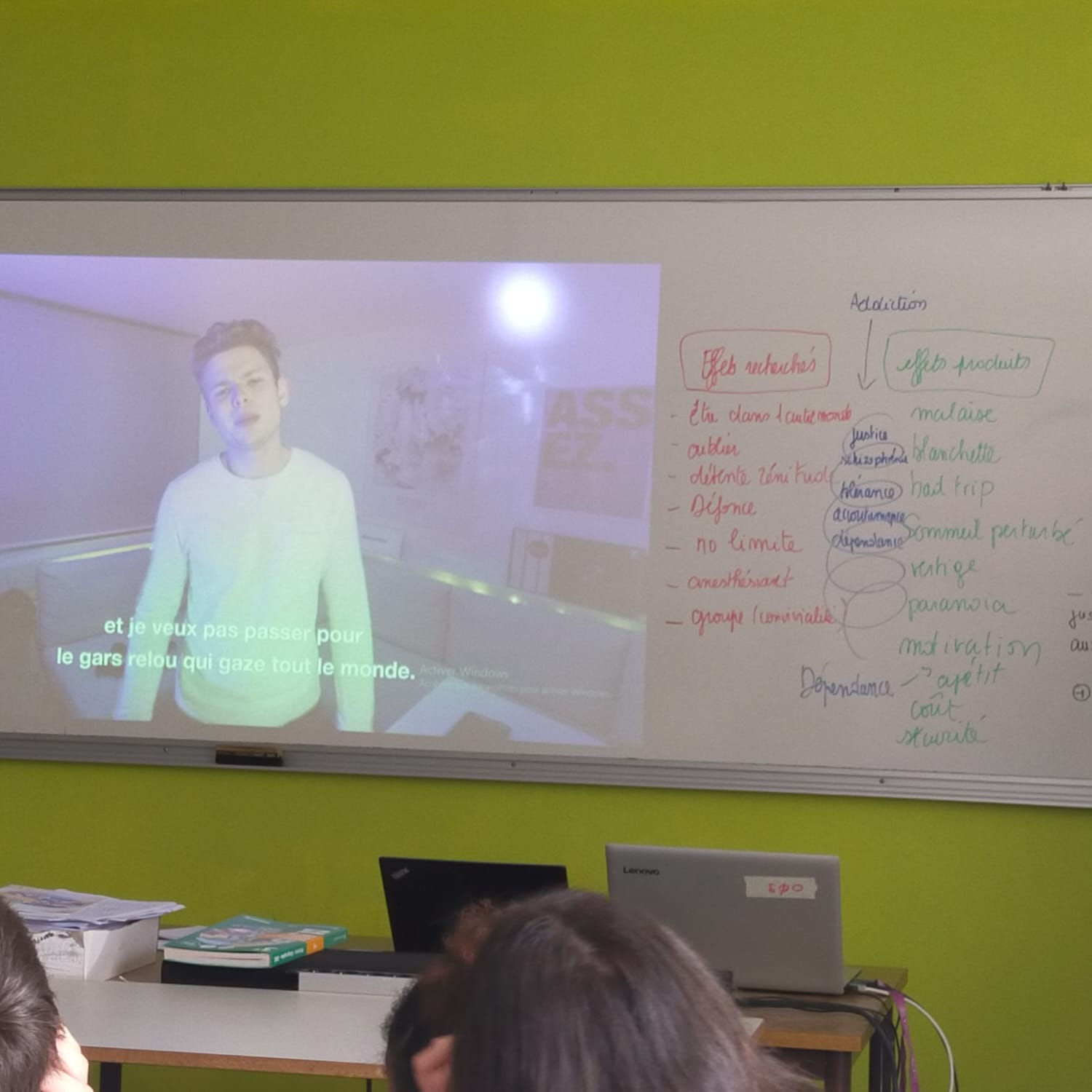 Addiction France intervention au lycée pro
